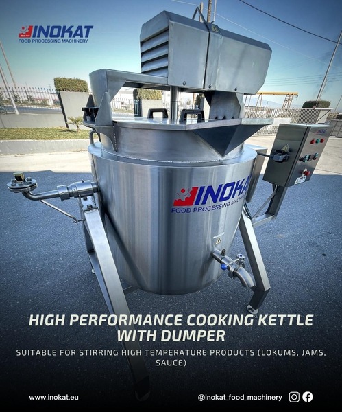 STEAM HEATED 500lt BOILING KETTLE WITH DUMBER
